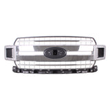 Grille Front Chrome Accent Withsilver Gray Grid For Ford Pickup F150&nbsp; - &nbsp;2015-2020 2018-2020(FO1200652)
