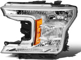Head Lamp Driver Side Halogen Withchrome Housing For Base Models Frontom 12/17 Hq For Ford Pickup F150&nbsp; - &nbsp;2015-2020 2018-2020(FO2502372)